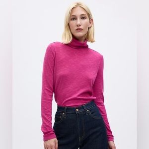 GAP Essential Rib Turtleneck T-Shirt fuchsia SMALL